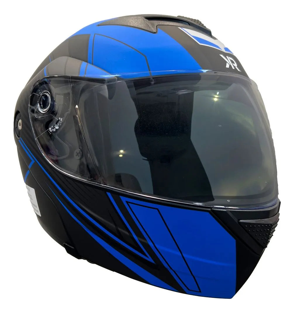 Casco Para Motociclista Abatible Azul Kr Line