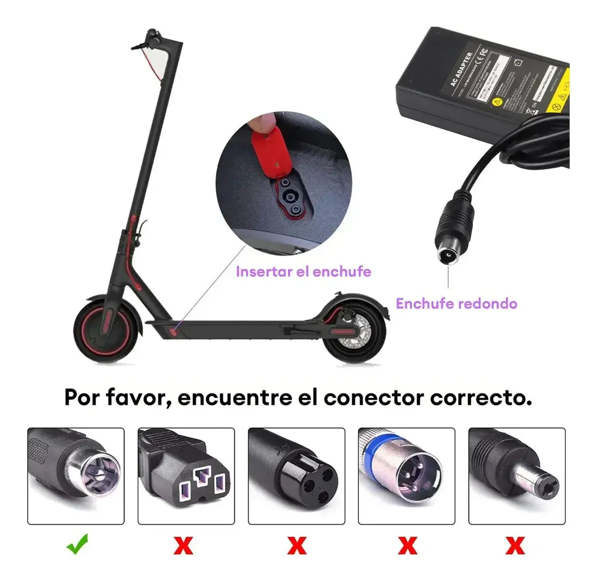 Cargador Patin Eléctrico Scooter Xiaomi Adaptador 42v 2a