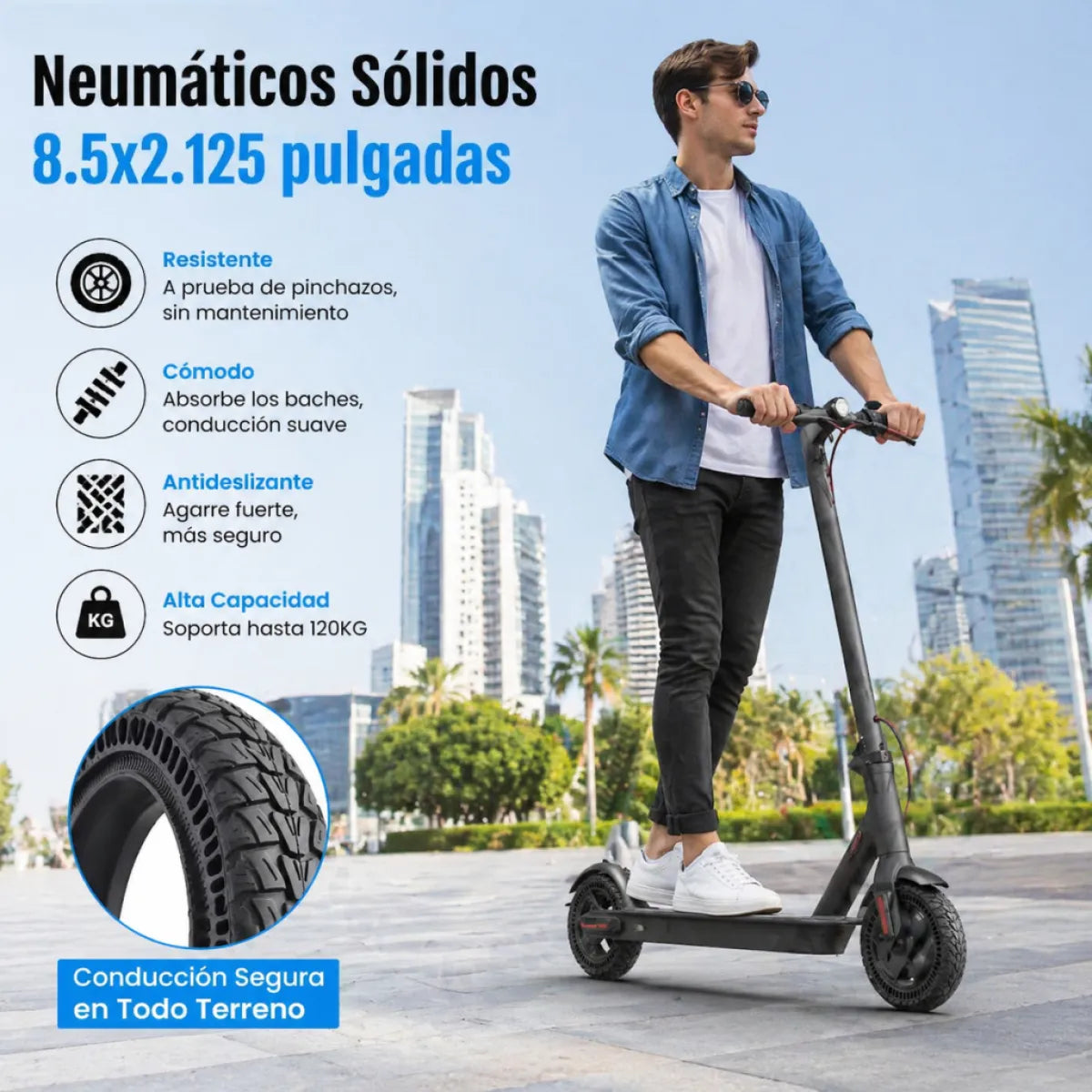 Llanta Sólida Todo Terreno Para Scooter Eléctrico 8.5in