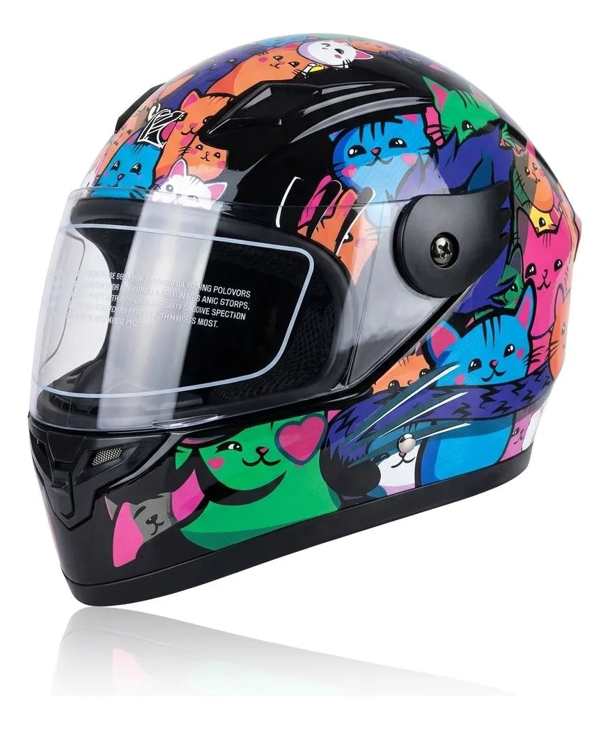 Casco Cerrado Infantil C/luz Brillante Gatitos