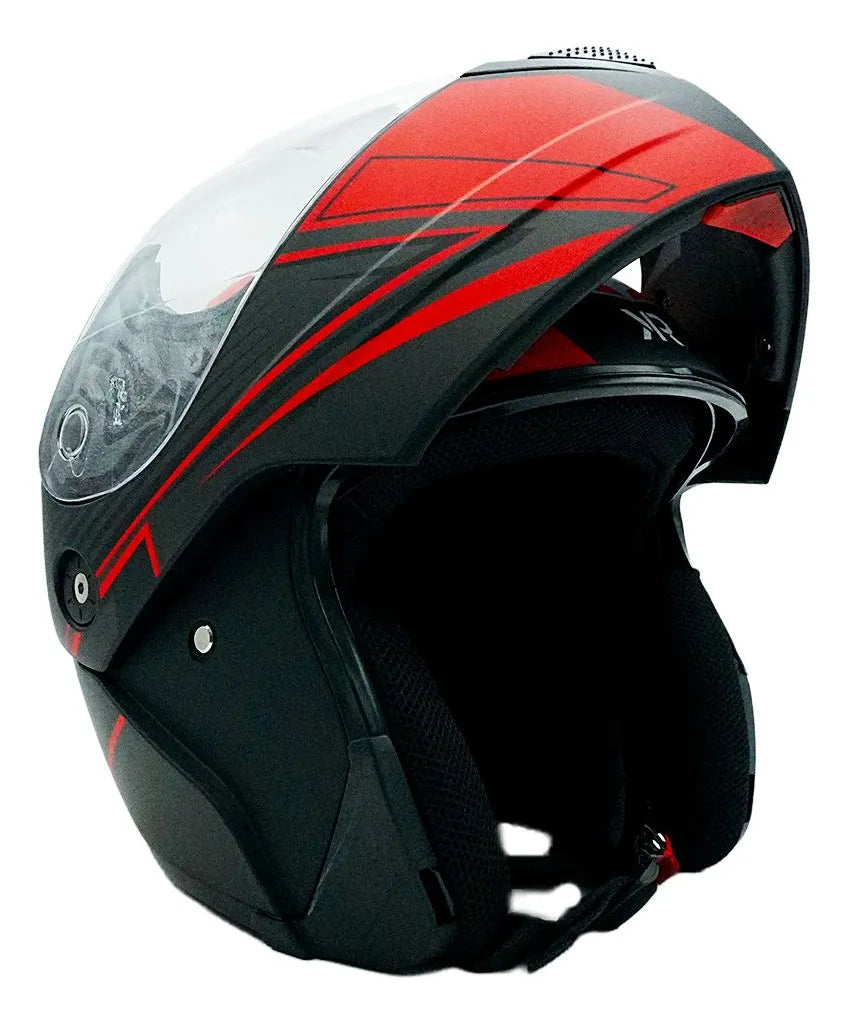 Casco Para Motociclista Abatible Rojo Kr Line