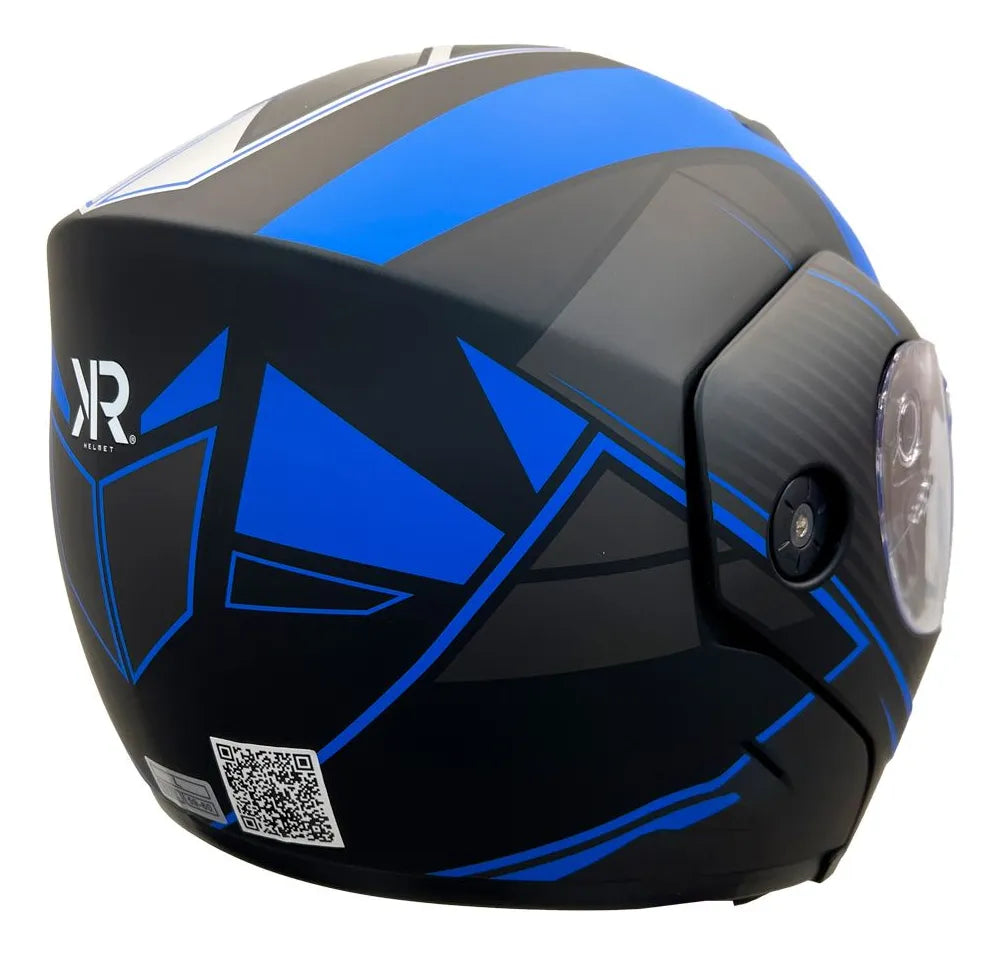 Casco Para Motociclista Abatible Azul Kr Line