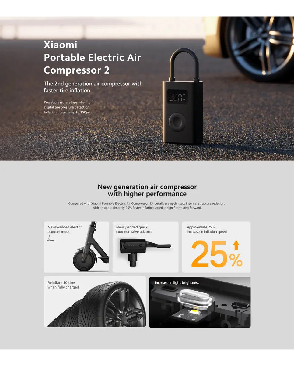 Compresor Portátil Xiaomi Inflador De Neumáticos