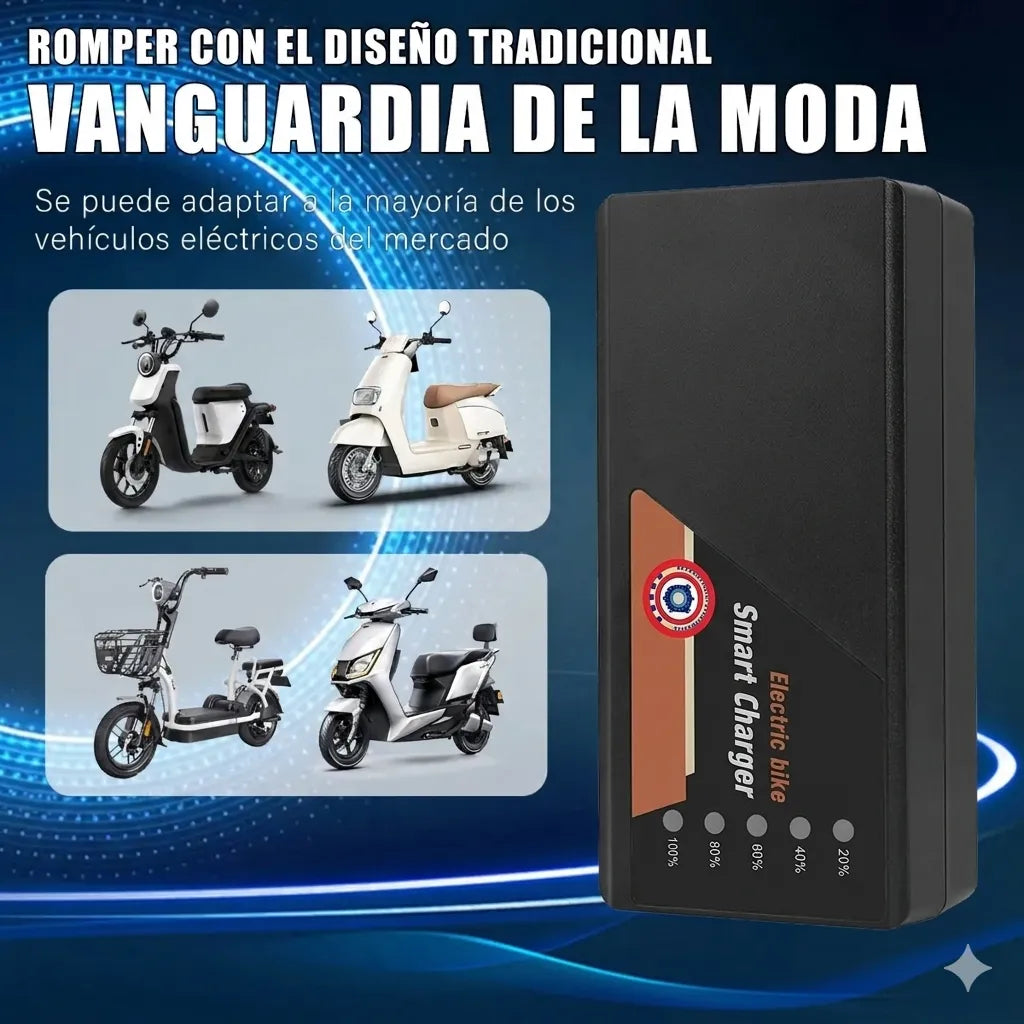 Cargador Para Bicicleta Electrica 48v 12ah Con 3 Luces