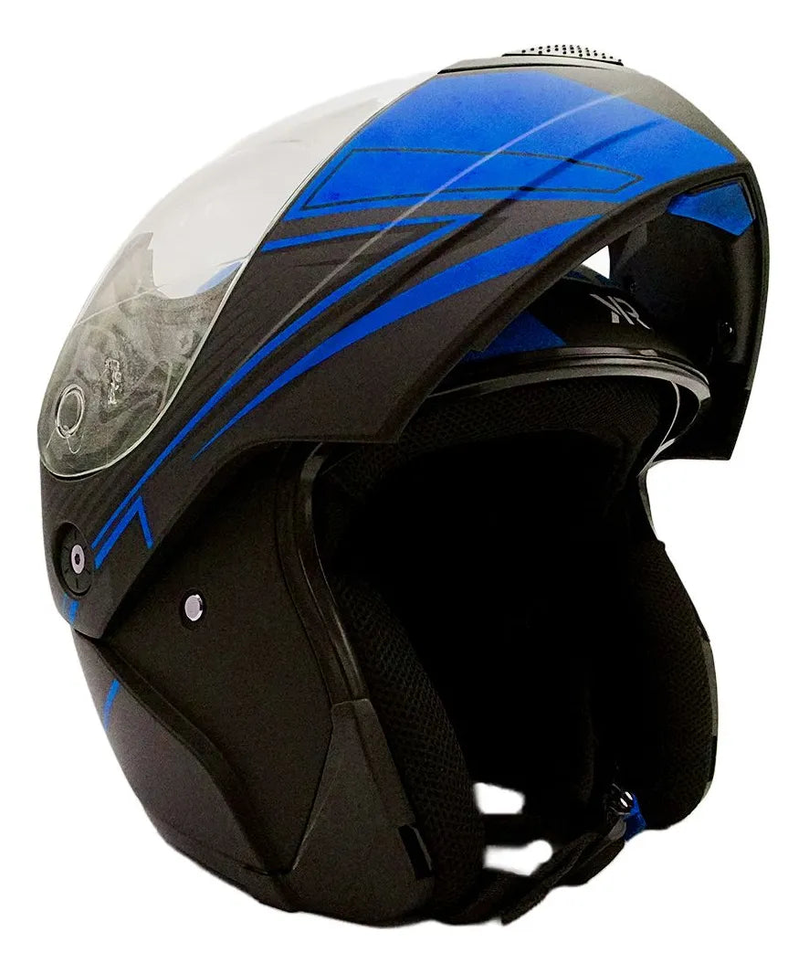 Casco Para Motociclista Abatible Azul Kr Line
