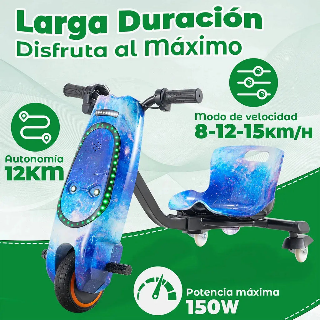 Triciclo Eléctrico Para Niños Montable Bluetooth Azul