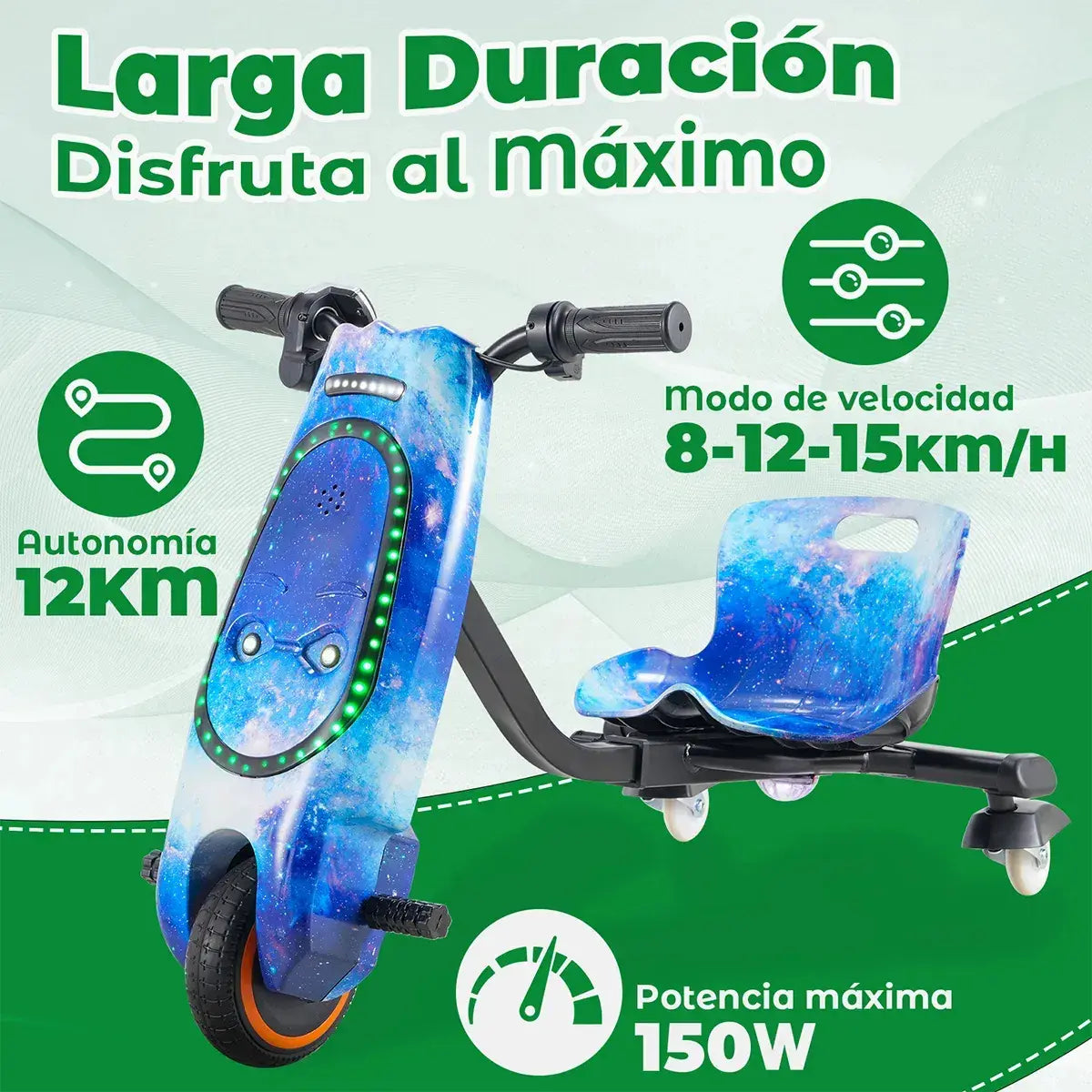 Triciclo Eléctrico Para Niños Montable Bluetooth Azul