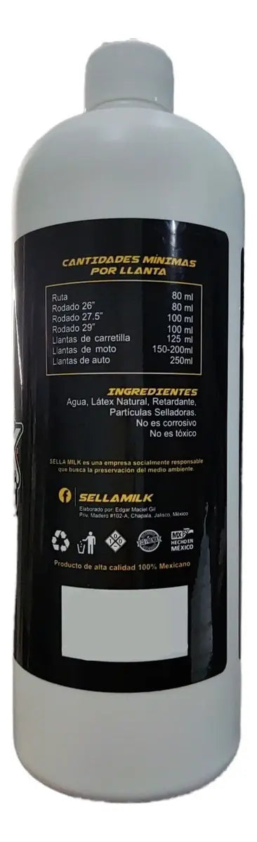 Sellamilk Sellador Llantas Tubeless No Inflamable 1L Uso en Motos y Bicicletas