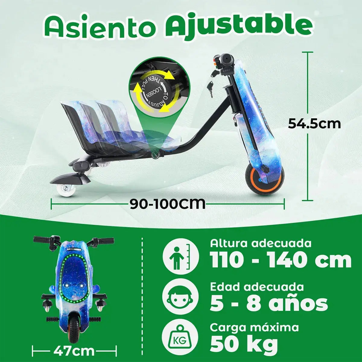 Triciclo Eléctrico Para Niños Montable Bluetooth Azul