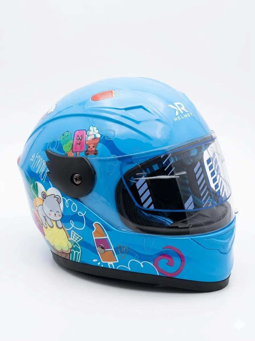 Casco Cerrado Infantil C/luz Brillante Paletas Celeste