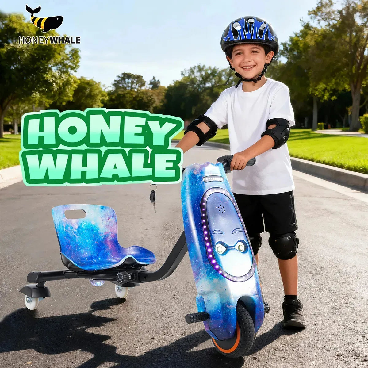 Triciclo Eléctrico Para Niños Montable Bluetooth Azul