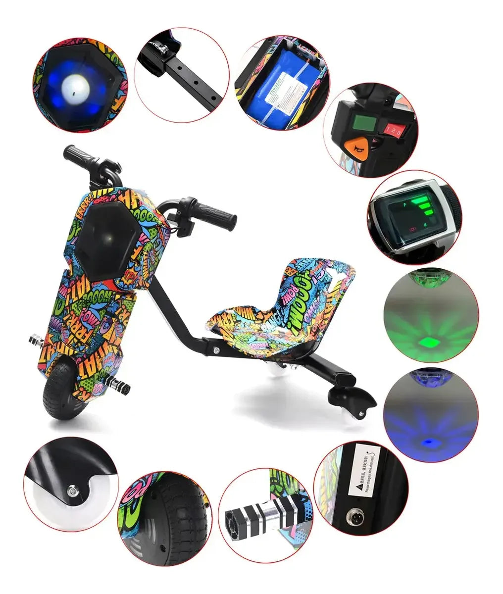 Triciclo Scooter Electrico Para Niños Bluetooth Multicolor
