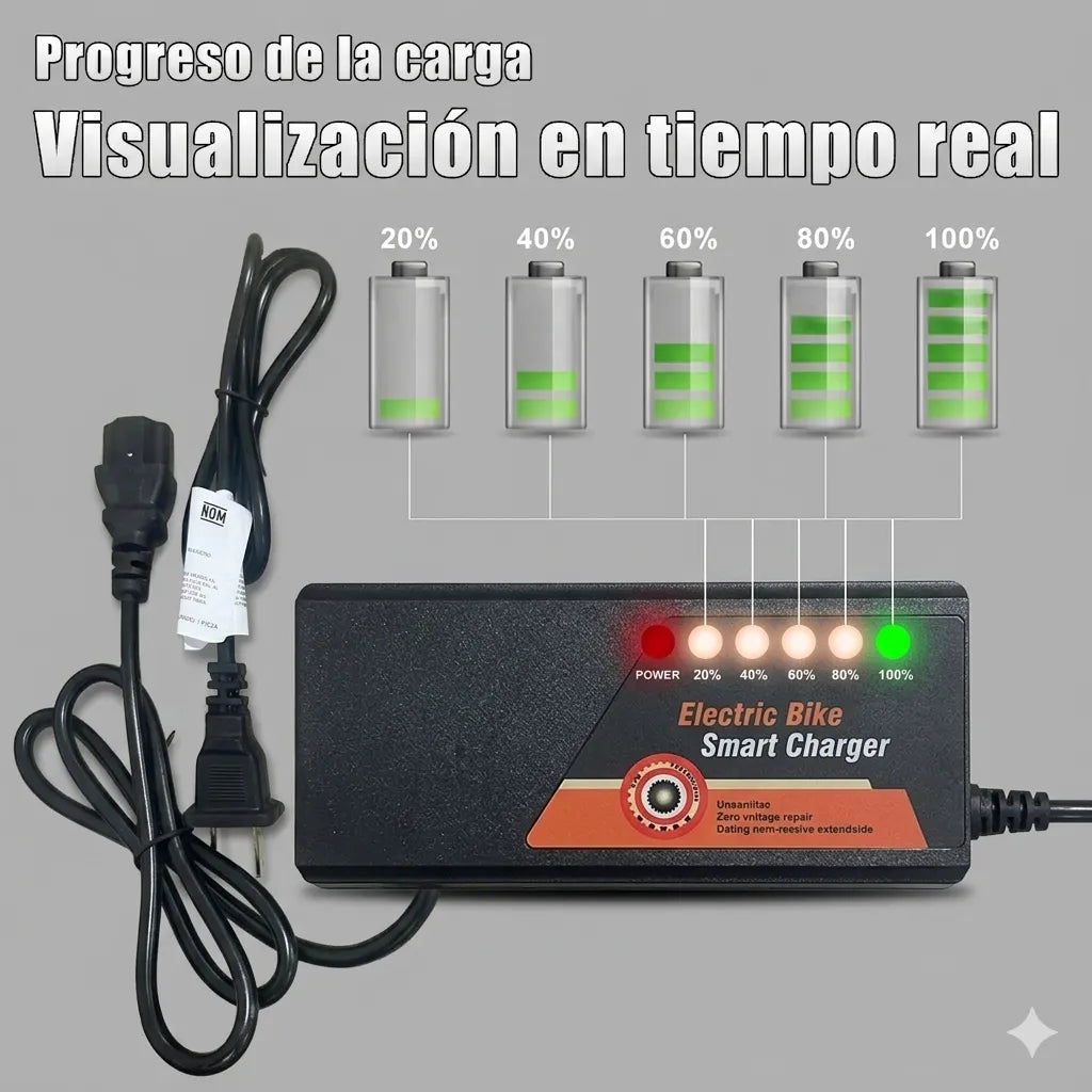 Cargador Para Bicicleta Electrica 48v 12ah Con 3 Luces