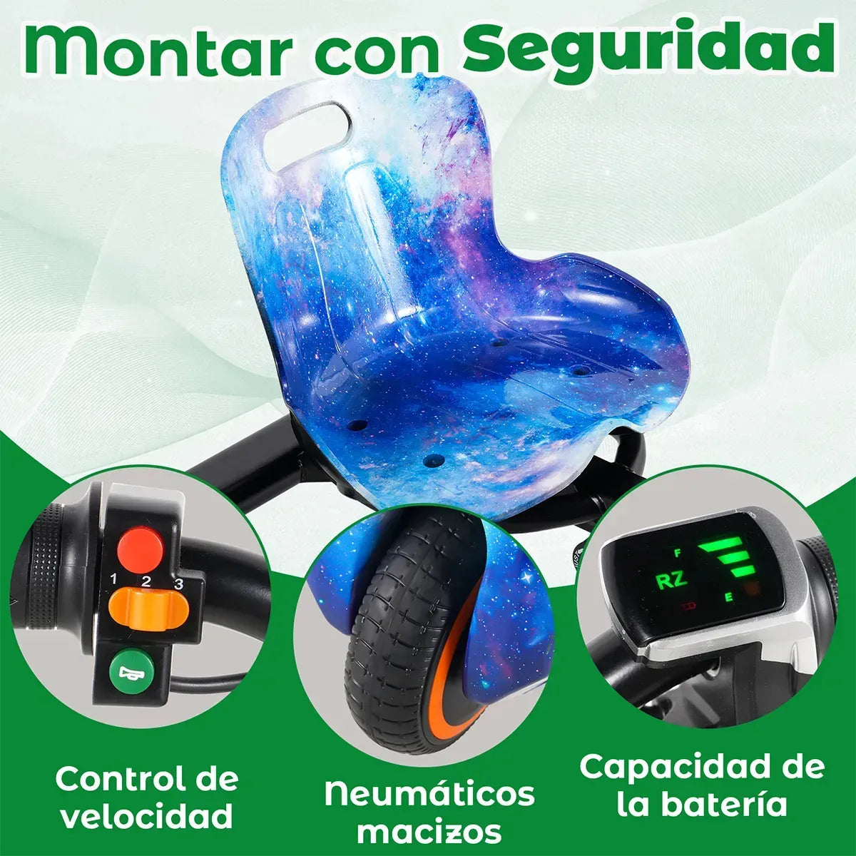 Triciclo Eléctrico Para Niños Montable Bluetooth Azul