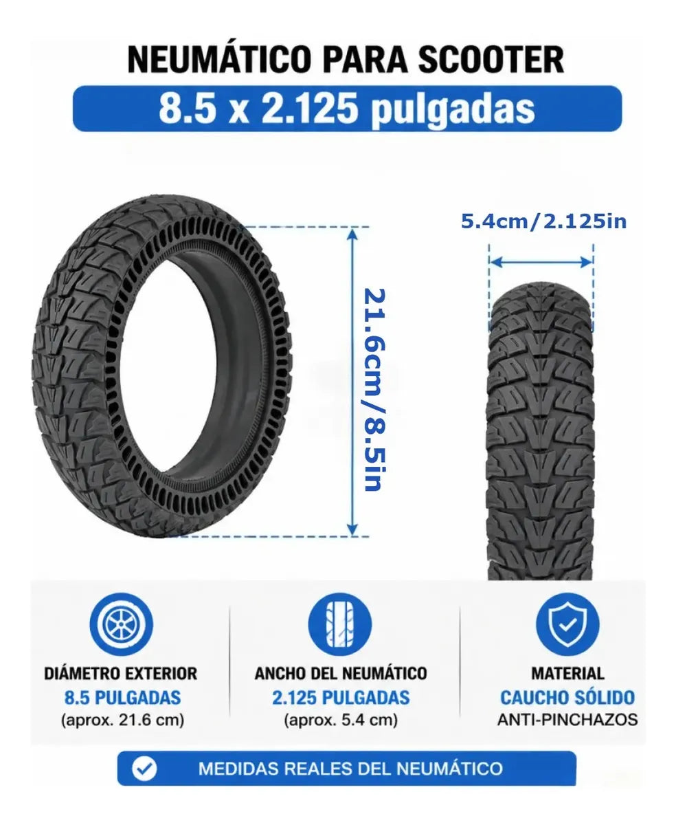 Llanta Sólida Todo Terreno Para Scooter Eléctrico 8.5in