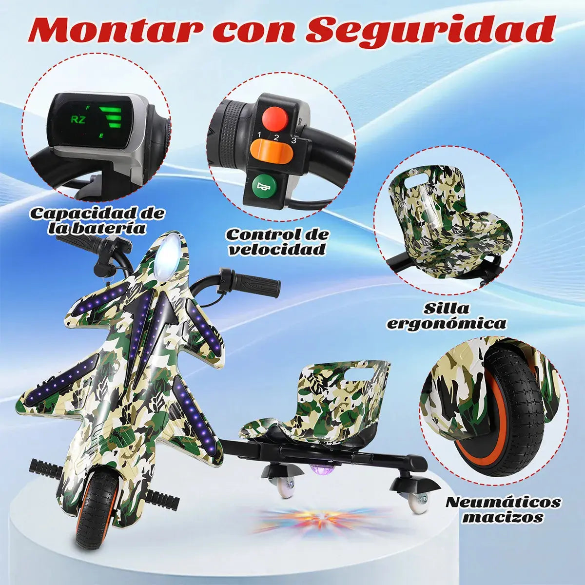 Triciclo Eléctrico Niños Montable Bluetooth