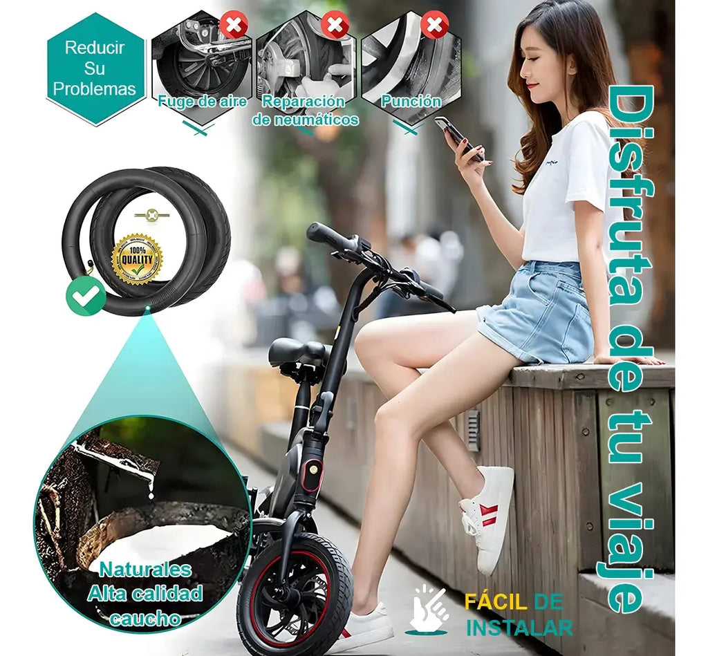 Llanta Neumática 14x2.50 Negra Antideslizante para Bici y Ebike