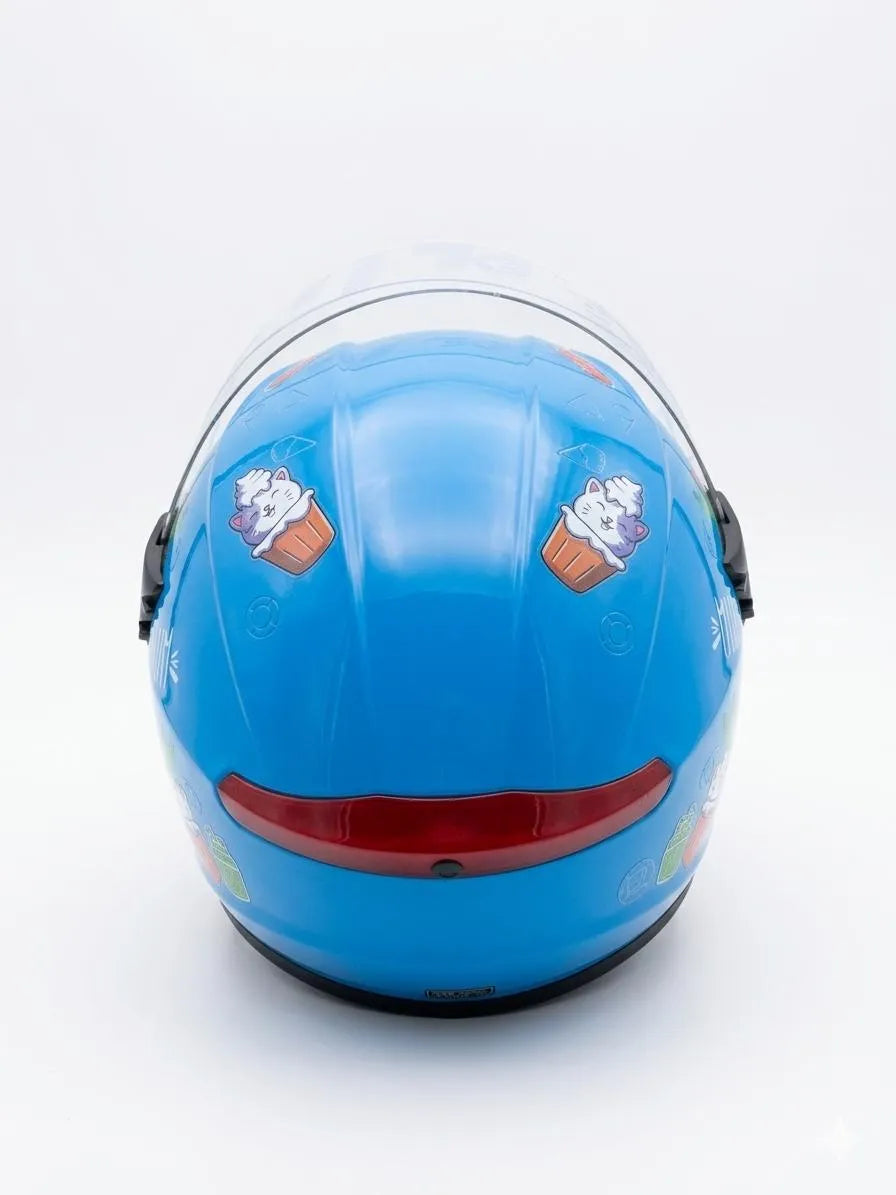 Casco Cerrado Infantil C/luz Brillante Paletas Celeste