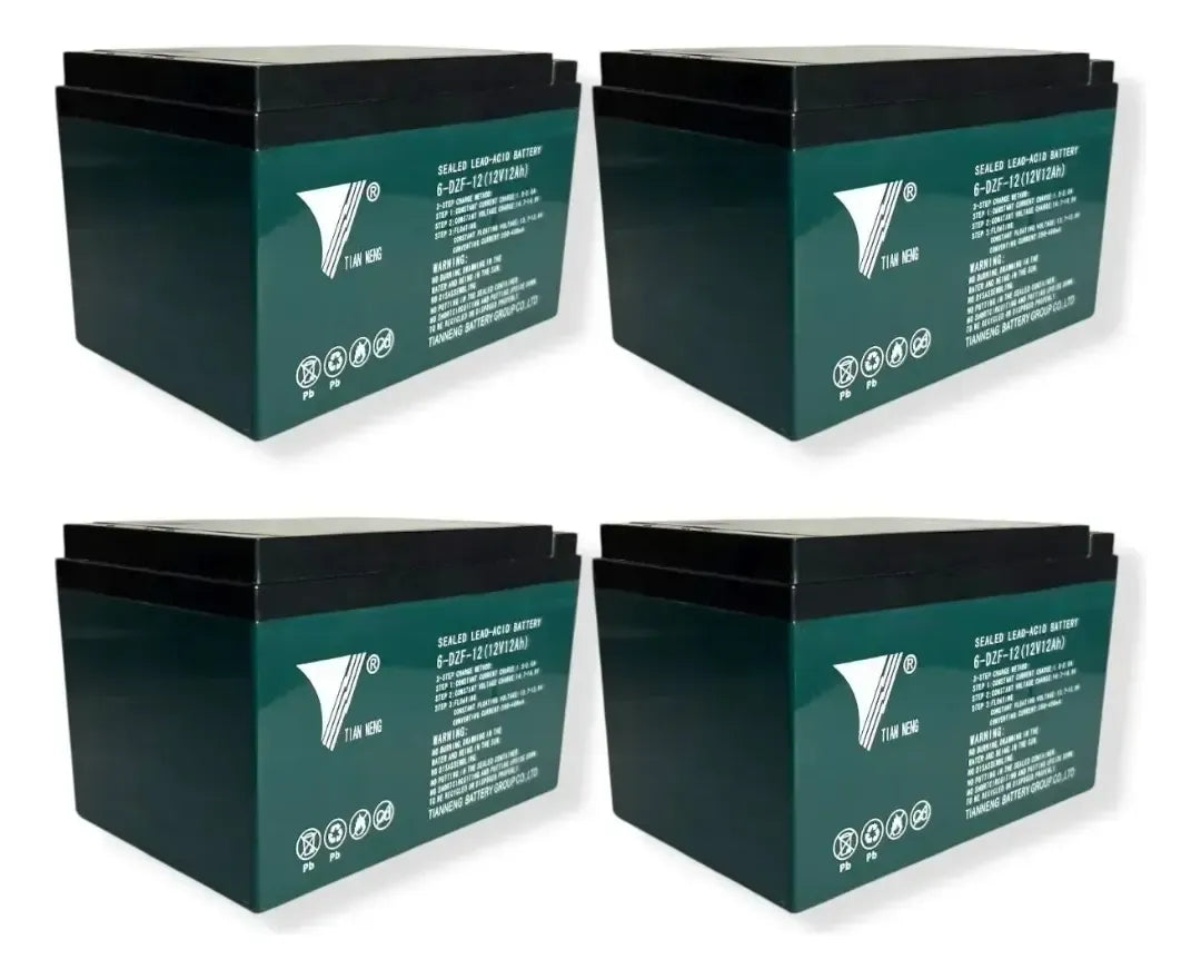 4 Baterías Moto Gel 12v 12ah Tne12-12 Bici Eléctrica