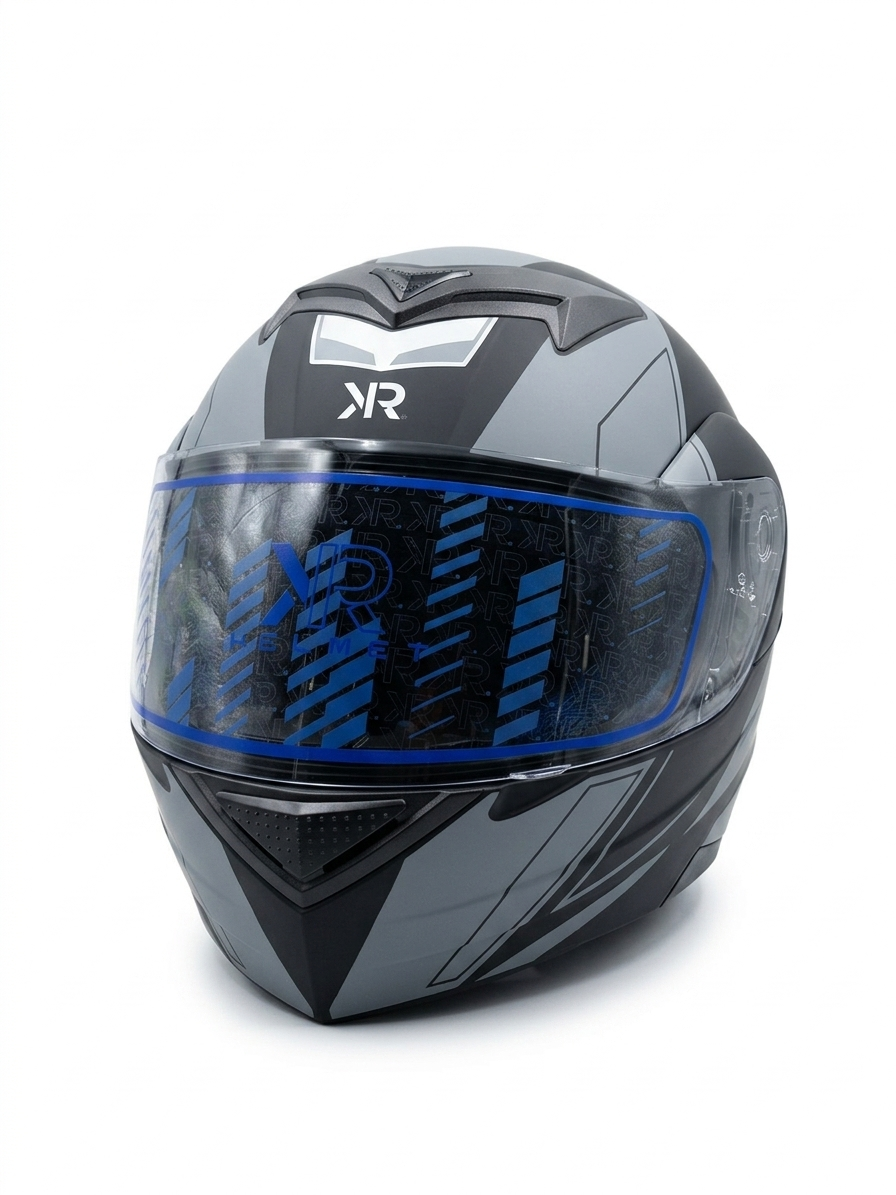 Casco Para Motociclista Abatible Gris Kr Line