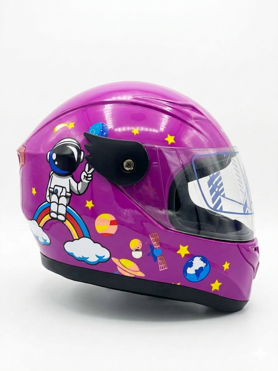 Casco Cerrado Infantil C/luz Brillante Astronauta Purpura