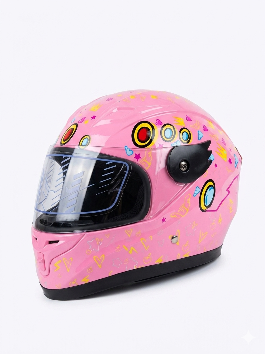 Casco Cerrado Infantil C/luz Brillante Princesa Rosa