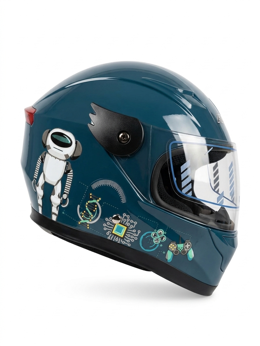 Casco Cerrado Infantil C/luz Brillante Robot