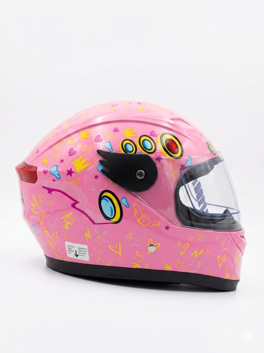 Casco Cerrado Infantil C/luz Brillante Princesa Rosa