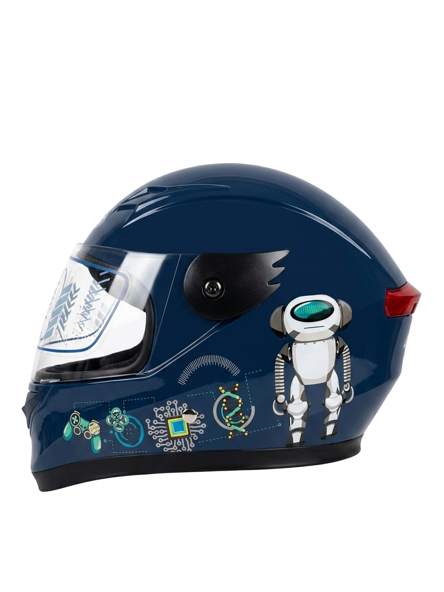 Casco Cerrado Infantil C/luz Brillante Robot