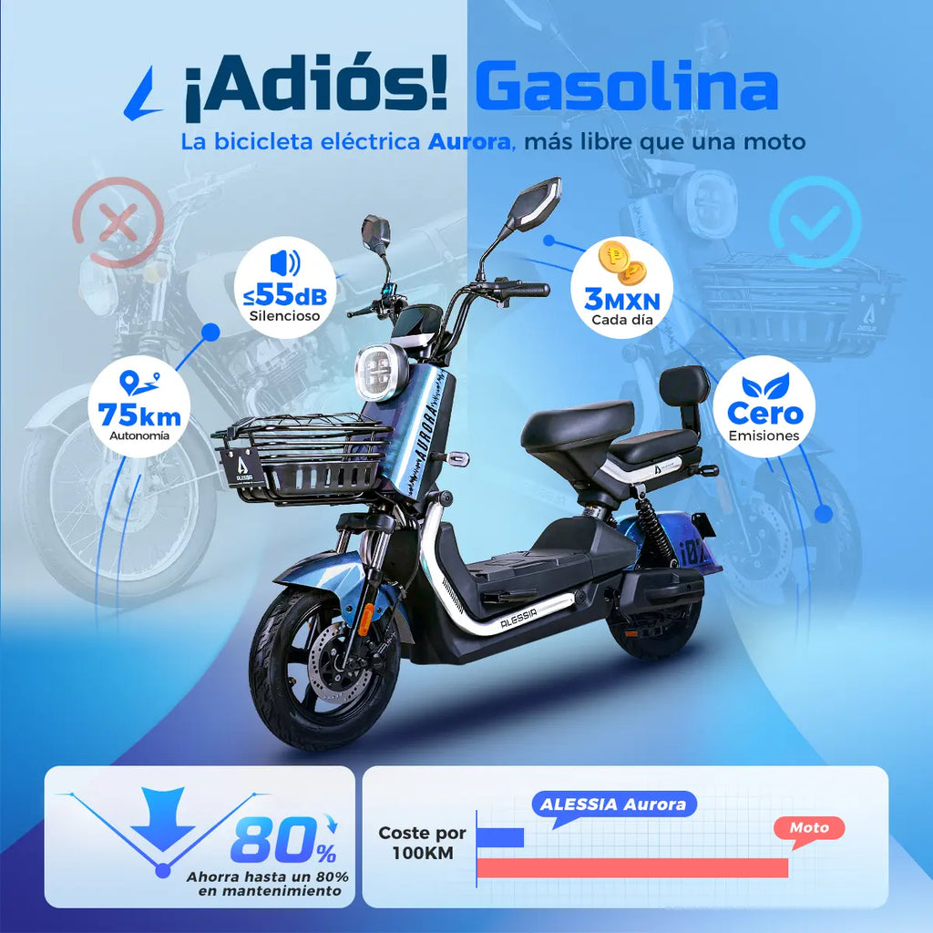 Bicicleta Eléctrica Alessia I07 Aurora 800w 50km