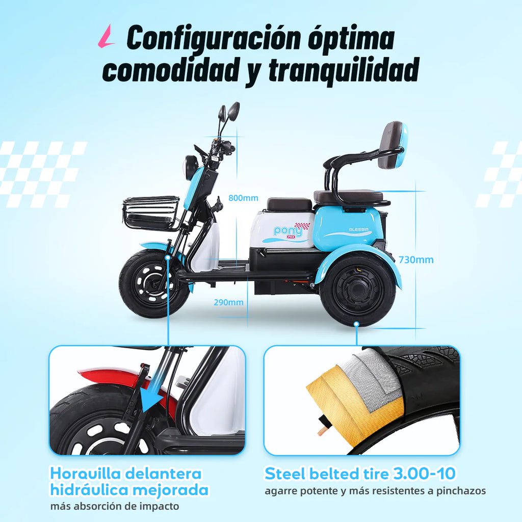 Triciclo Eléctrico Alessia P03 Pony 500w 60v/20ah