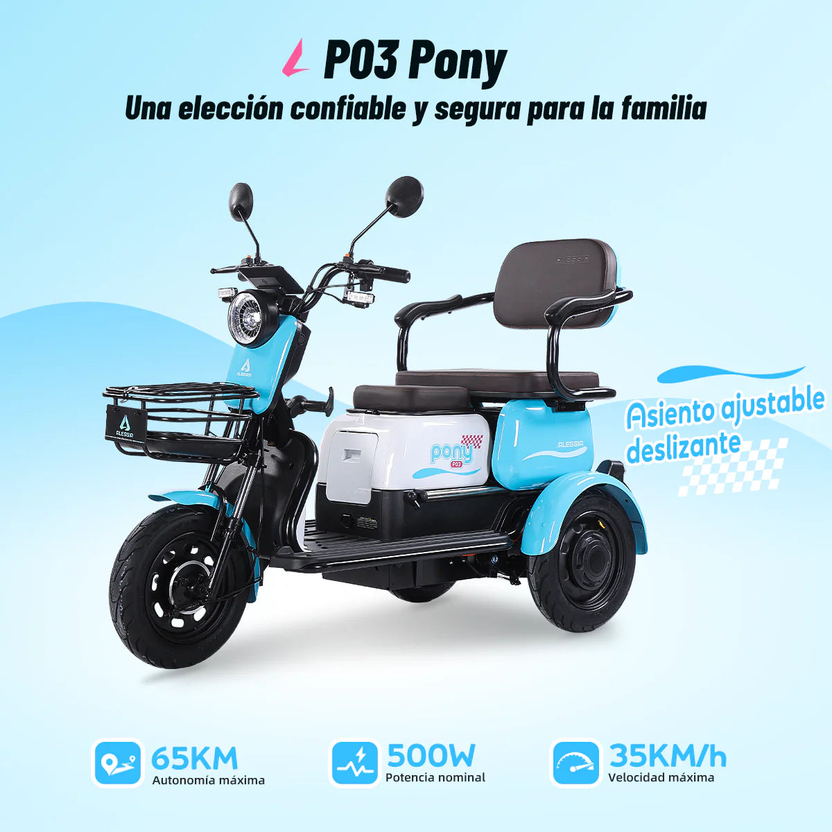Triciclo Eléctrico Alessia P03 Pony 500w 60v/20ah