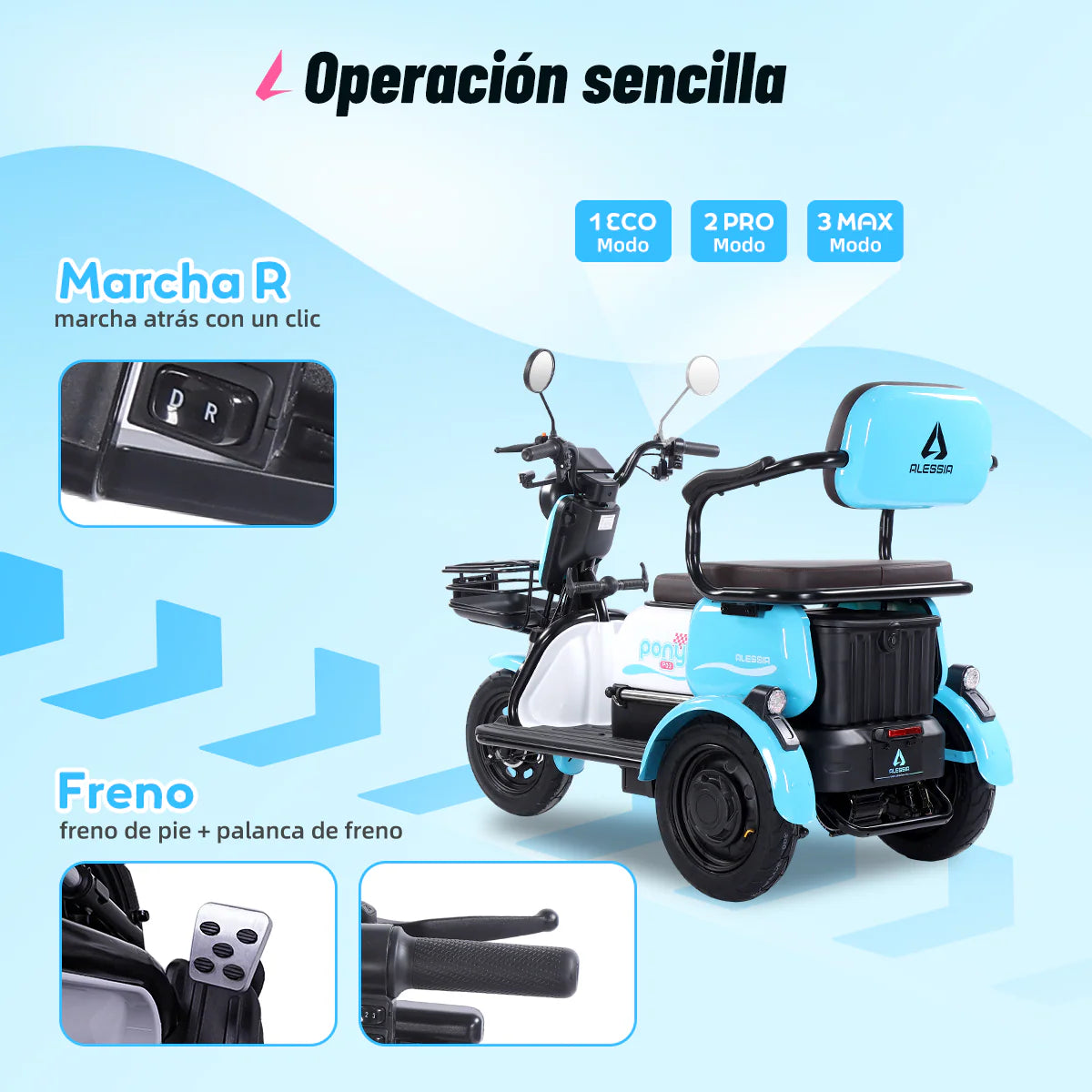 Triciclo Eléctrico Alessia P03 Pony 500w 60v/20ah