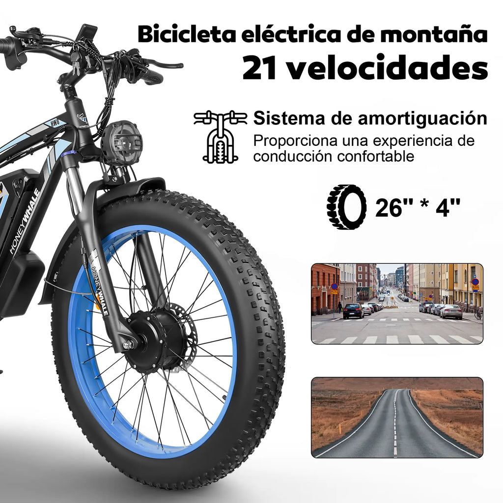 Bicicleta Electrica de Montaña Honey Whale Bk08 Azul
