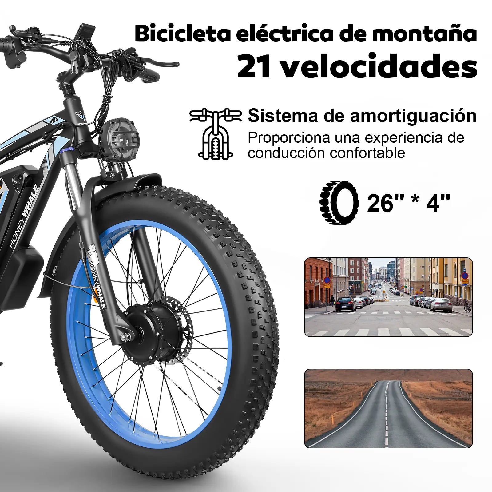 Bicicleta Electrica de Montaña Honey Whale Bk08 Azul