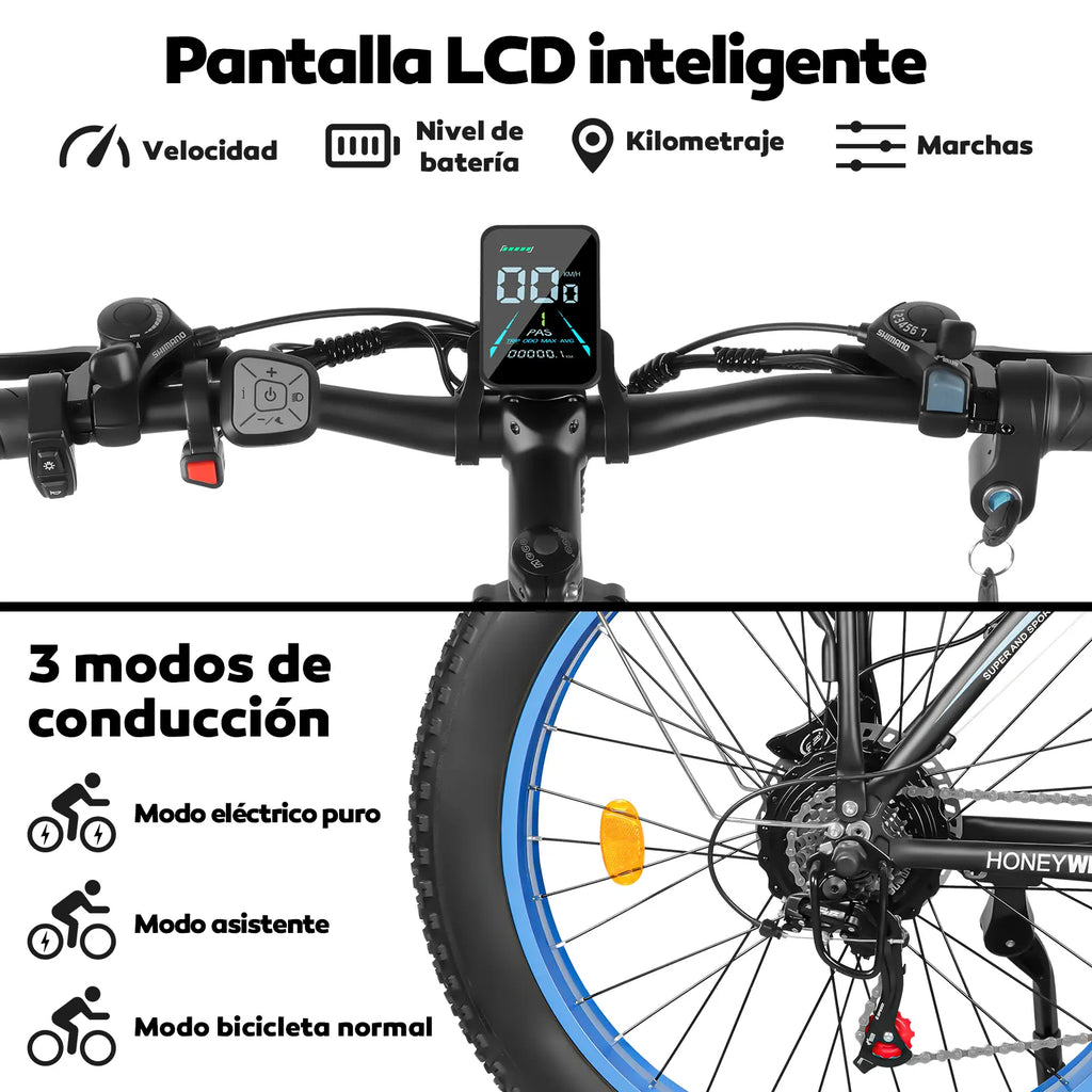 Bicicleta Electrica de Montaña Honey Whale Bk08 Azul