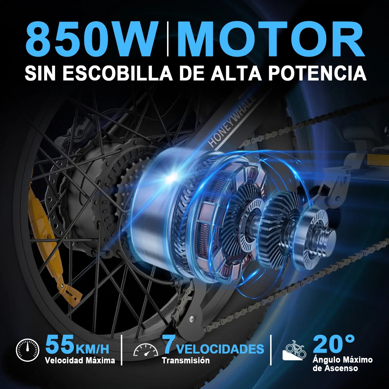 Bicicleta Eléctrica Montaña K6 Pro 55km/h 850w Honey Whale