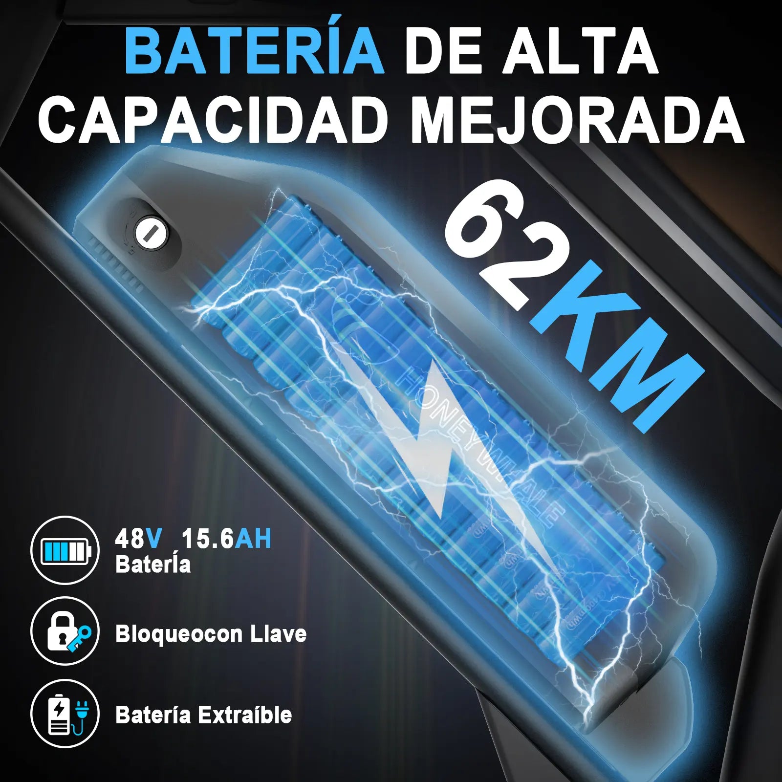 Bicicleta Eléctrica Montaña K6 Pro 55km/h 850w Honey Whale