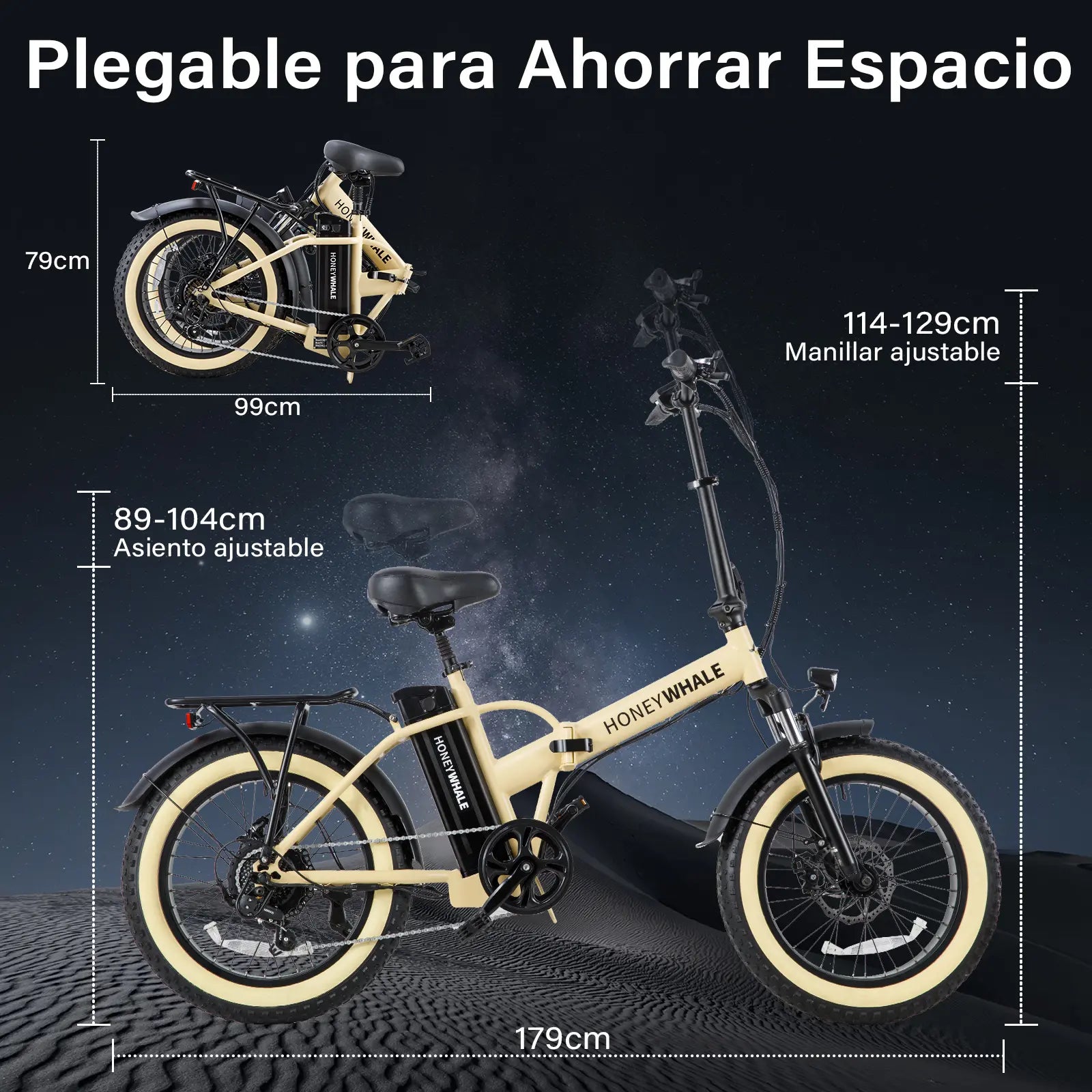 Bicicleta Electrica Plegable Honey Whale F6 Amarillo