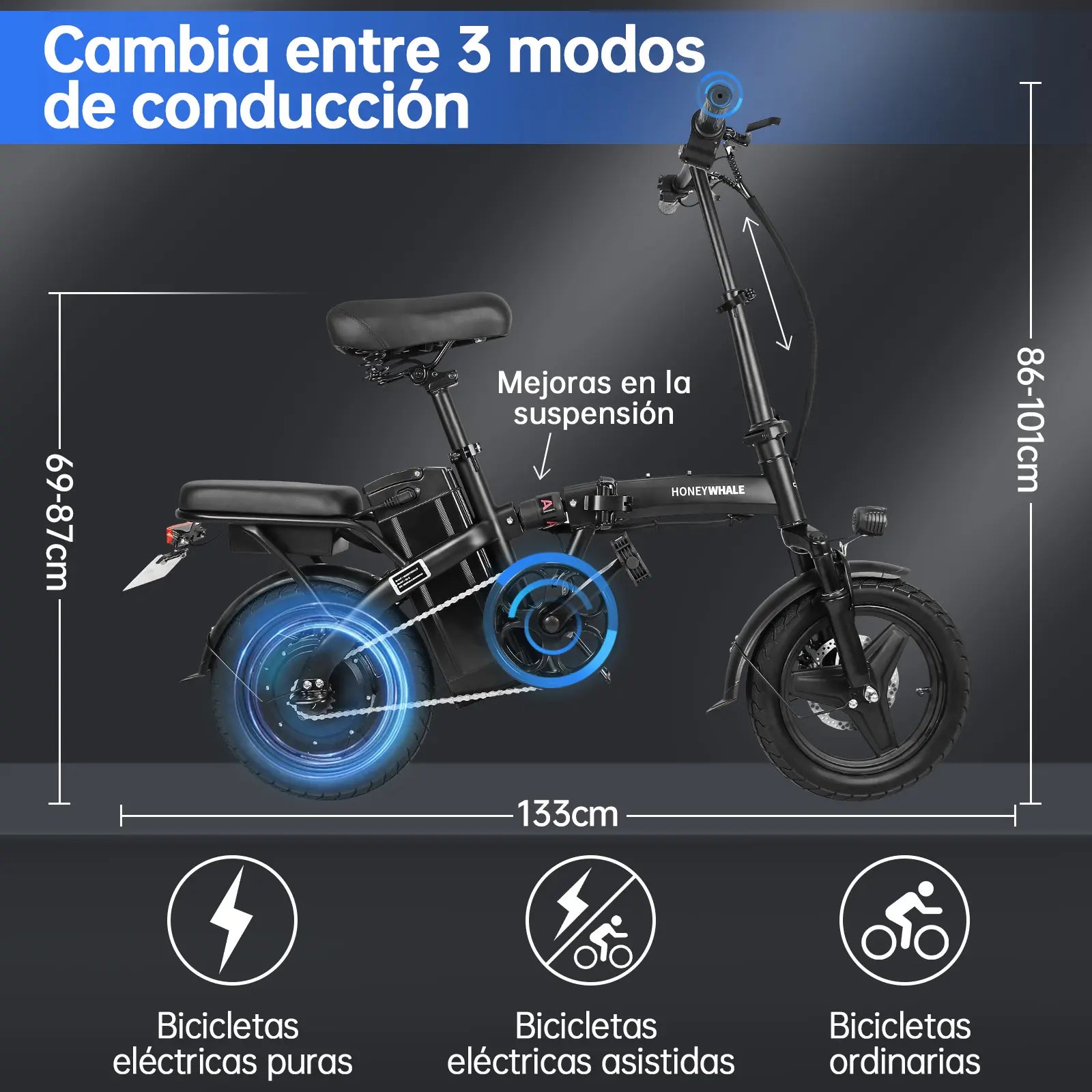 Bicicleta Eléctrica Plegable Honey Whale S6-S