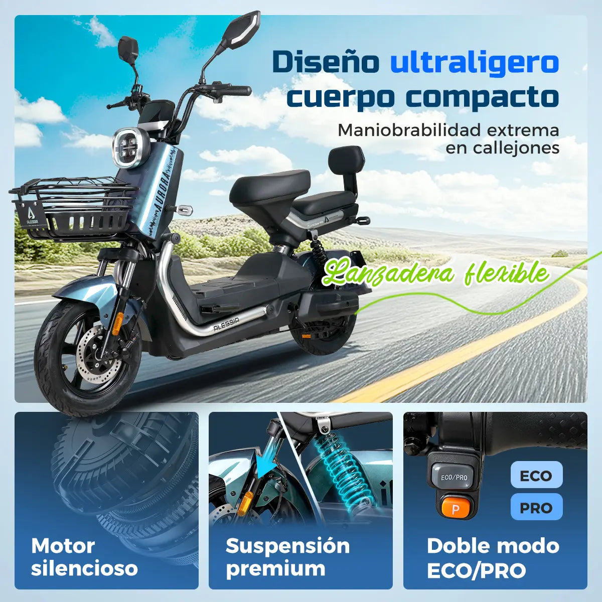 Bicicleta Eléctrica Alessia I07 Aurora 800w 50km