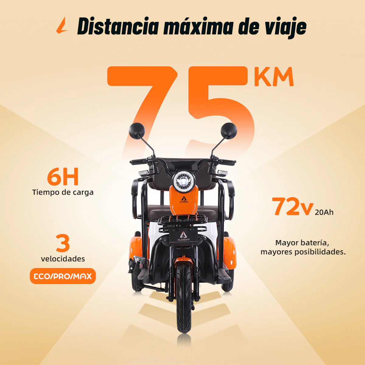 Bicicleta Eléctrica Alessia P05 Kangaroo 72v 650w