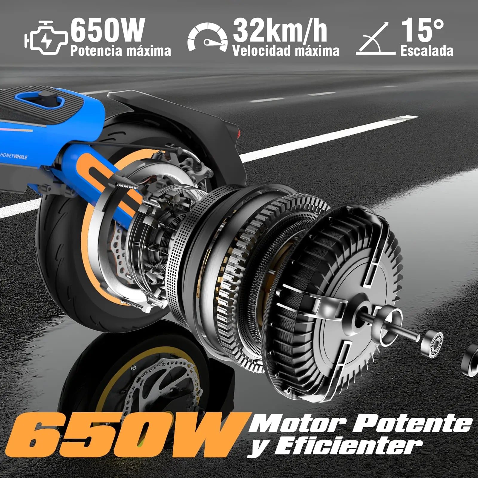 Scooter Eléctrico Honey Whale E9 MAX-N Azul