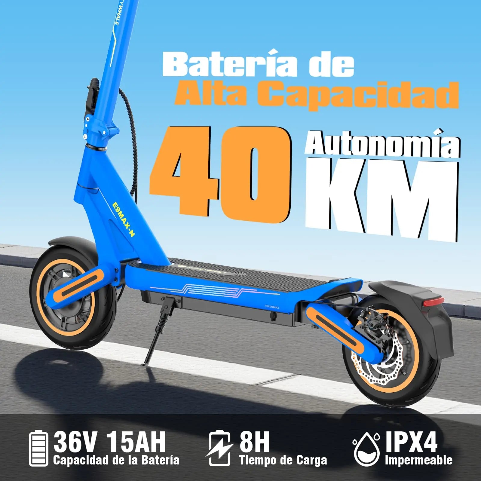 Scooter Eléctrico Honey Whale E9 MAX-N Azul