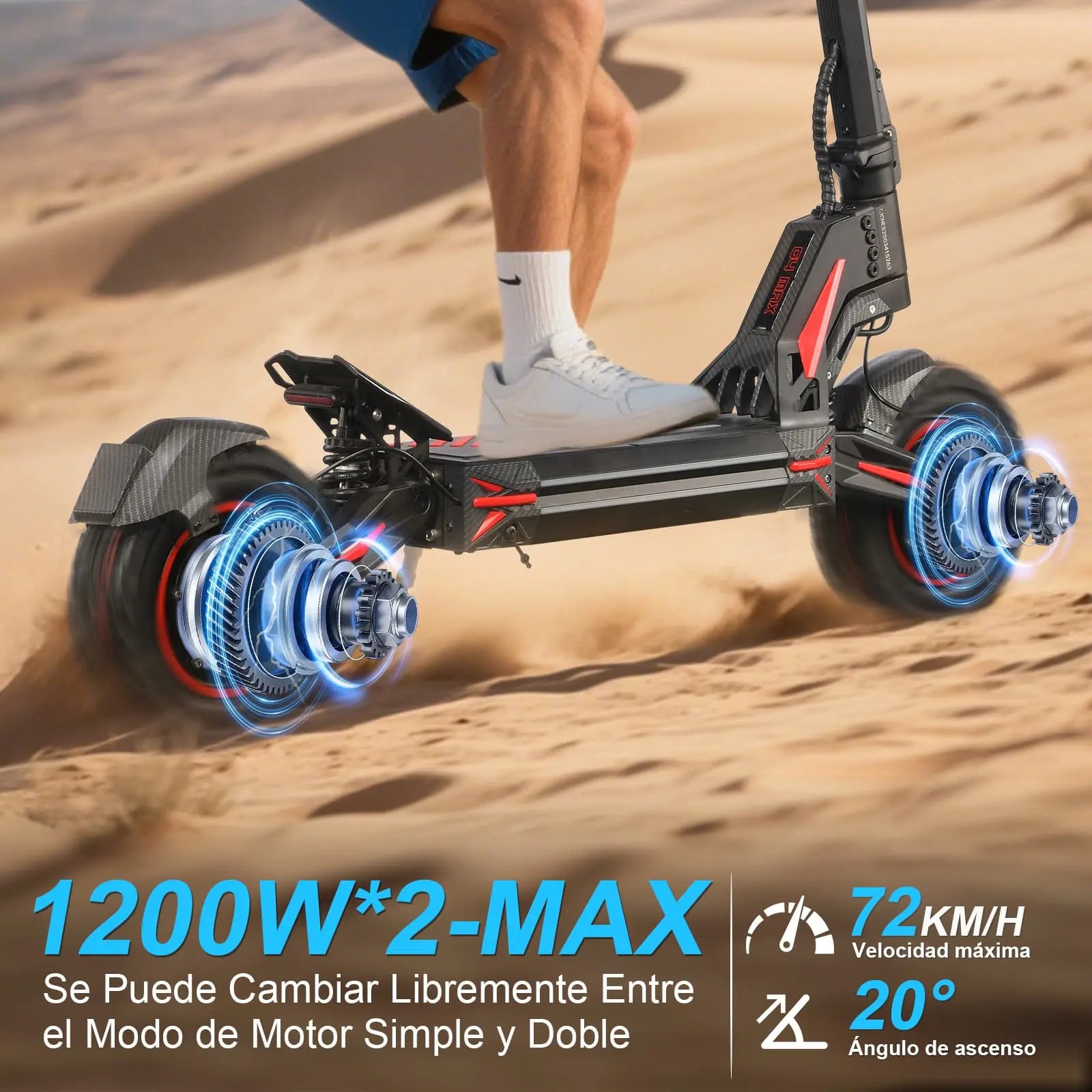 Scooter Patín Eléctrico 50km/h 1200w Max. Honey Whale G4 Pro