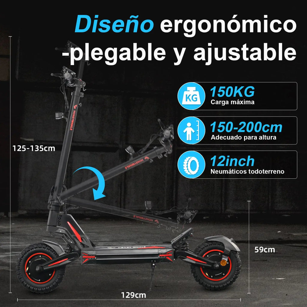 Scooter Patín Eléctrico 50km/h 1200w Max. Honey Whale G4 Pro