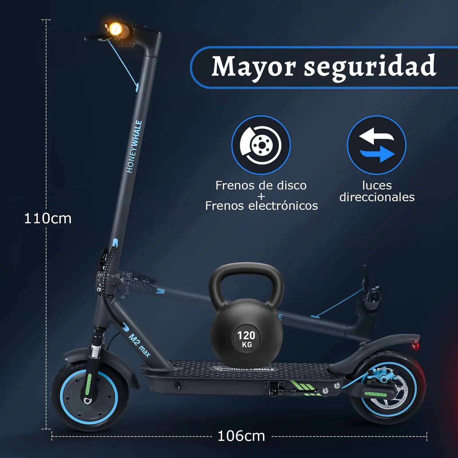 Scooter Eléctrico Honey Whale M2-MAX Negro