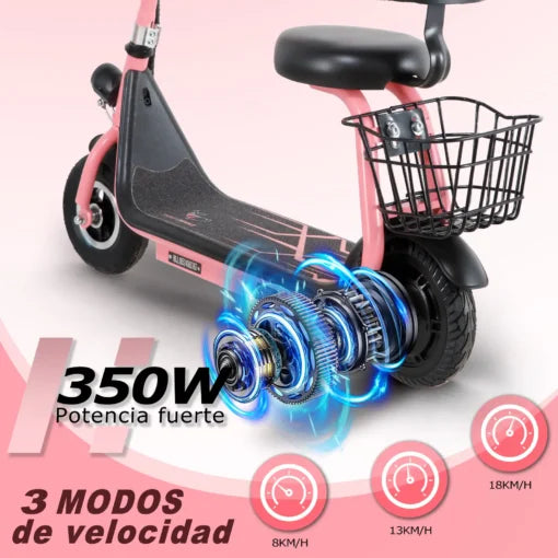 Scooter Electrico Infantil Honey Whale JL-005 Rosa