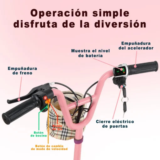 Scooter Electrico Infantil Honey Whale JL-005 Rosa